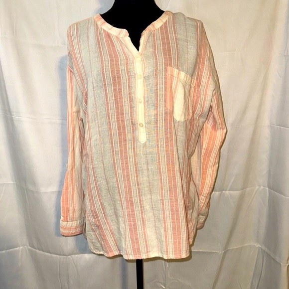 Canyon River Blues Tops - Canyon River Blues, peach and cream stripes. Large